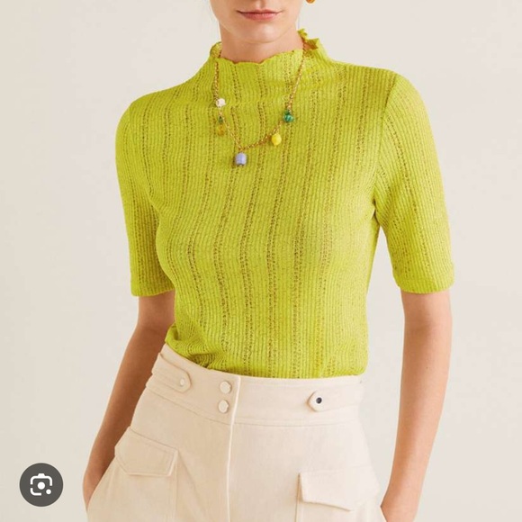Mango Tops - Mango Vibrant Green Knit Top